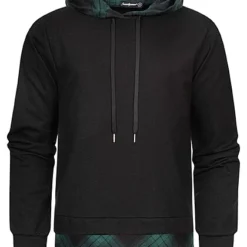 Seventyseven Lifestyle Herren 2in1 Hoodie Mit Karo-Muster Schwarz Grün Kariert