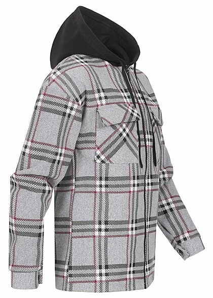 Seventyseven Lifestyle Herren 2-Tone Zip-Hoodie Mit Karo-Muster Grau Schwarz 4 Seventyseven Lifestyle Herren 2-Tone Zip-Hoodie Mit Karo-Muster Grau Schwarz – Bild 2