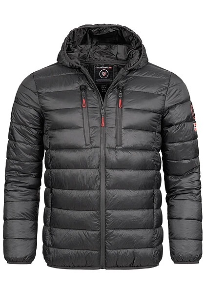Geographical Norway Herren Steppjacke Mit Kapuze Und 4-Zip-Pockets Schwarz 3 Geographical Norway Herren Steppjacke Mit Kapuze Und 4-Zip-Pockets Schwarz