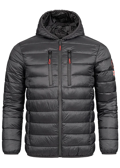 Geographical Norway Herren Steppjacke Mit Kapuze Und 4-Zip-Pockets Schwarz 4 Geographical Norway Herren Steppjacke Mit Kapuze Und 4-Zip-Pockets Schwarz – Bild 2
