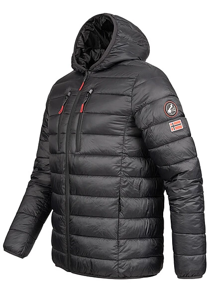Geographical Norway Herren Steppjacke Mit Kapuze Und 4-Zip-Pockets Schwarz 5 Geographical Norway Herren Steppjacke Mit Kapuze Und 4-Zip-Pockets Schwarz – Bild 3