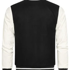 Urban Classics Herren College Kunstleder Jacke Mit 2-Pockets Schwarz Weiss -Deutschland Jack & Jones Verkaufs-Shop 23010081 2