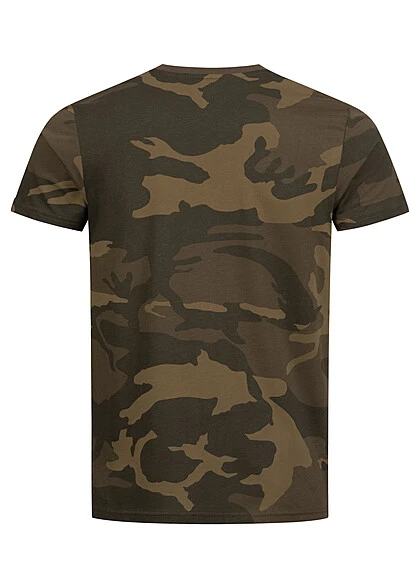 Alpha Industries Herren Basic T-Shirt Mit Logo Print Camouflage Oliv Grün 5 Alpha Industries Herren Basic T-Shirt Mit Logo Print Camouflage Oliv Grün – Bild 3