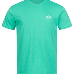 Alpha Industries Herren Basic T-Shirt Mit Logo Print Atomic Grün