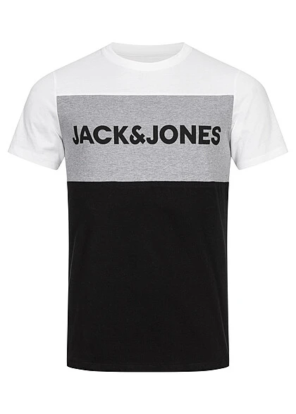 Jack & Jones Jack And Jones Herren NOOS Colorblock T-Shirt Mit Logo Print Weiss Grau Schwarz 3 Jack & Jones Jack And Jones Herren NOOS Colorblock T-Shirt Mit Logo Print Weiss Grau Schwarz