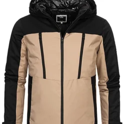 Jack & Jones Jack And Jones Herren Jacke Mit Kapuze 2 Zip-Brusttaschen 2 Seitl. Taschen Beige Schwarz
