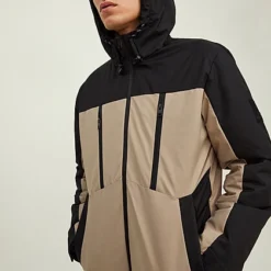 Jack & Jones Jack And Jones Herren Jacke Mit Kapuze 2 Zip-Brusttaschen 2 Seitl. Taschen Beige Schwarz -Deutschland Jack & Jones Verkaufs-Shop 23030096 4