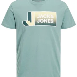 Jack & Jones Jack And Jones Herren T-Shirt Mit Logo Print Und Rundhals Trellis Grün