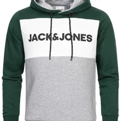Jack & Jones Jack And Jones Herren NOOS Colorblock Hoodie M Logo Print Pine Grove Grün Grau Weiss