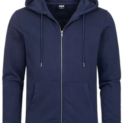 Urban Classics Herren Basic Zip-Hoodie Mit 2-Pockets Dunkel Blau