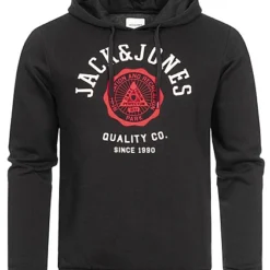 Jack & Jones Jack And Jones Herren NOOS Hoodie Mit Logo Print Schwarz Weiss Rot