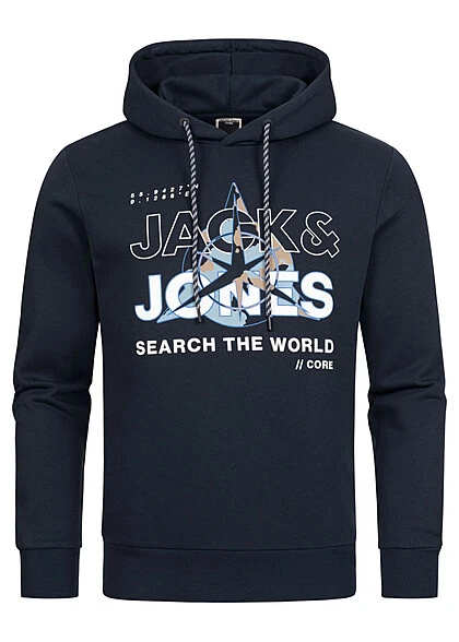 Jack & Jones Jack And Jones Herren Hoodie Kapuzenpullover Mit Logo Print Navy Blazer Blau 3 Jack & Jones Jack And Jones Herren Hoodie Kapuzenpullover Mit Logo Print Navy Blazer Blau