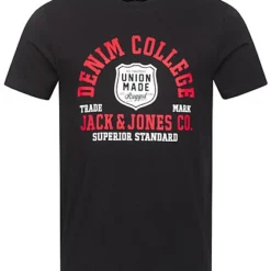 Jack & Jones Jack And Jones Herren T-Shirt Mit Logo Print Schwarz Rot