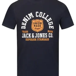 Jack & Jones Jack And Jones Herren T-Shirt Mit Logo Print Sky Captain Dunkel Blau