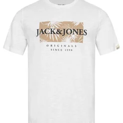 Jack & Jones Jack And Jones Herren T-Shirt Mit Logo Print Und Rundhals Bright Weiss