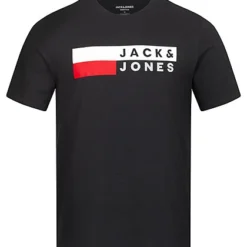 Jack & Jones Jack And Jones Herren NOOS T-Shirt Mit Rundhals Und Logo Print Schwarz Weiss Rot