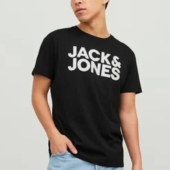Jack & Jones Jack And Jones Herren NOOS T-Shirt Mit Rundhals Und Logo Print Schwarz Weiss -Deutschland Jack & Jones Verkaufs-Shop 23030363 2