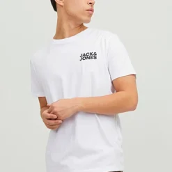 Jack & Jones Jack And Jones Herren NOOS T-Shirt Mit Rundhals Und Logo Print Weiss Schwarz -Deutschland Jack & Jones Verkaufs-Shop 23030364 2