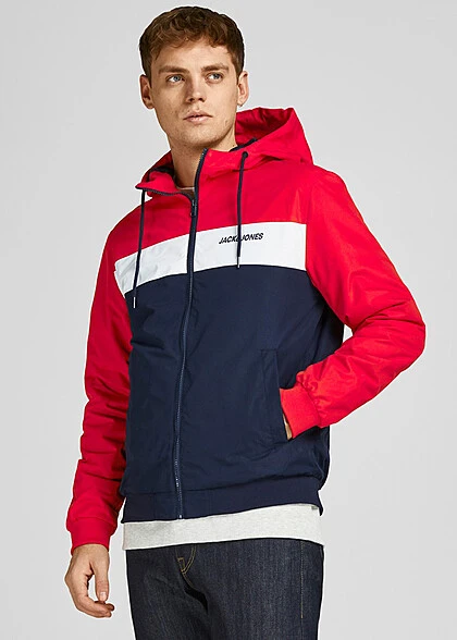 Jack & Jones Jack And Jones Herren NOOS Bomber Jacke Kapuze 2-Pockets True Rot Navy Blau Weiss 6 Jack & Jones Jack And Jones Herren NOOS Bomber Jacke Kapuze 2-Pockets True Rot Navy Blau Weiss – Bild 4