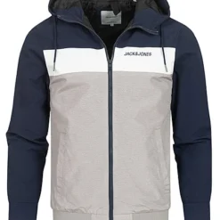 Jack & Jones Jack And Jones Herren NOOS Bomber Jacke Kapuze 2-Pockets Navy Blazer Blau Grau Weiss