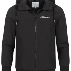 Jack & Jones Jack And Jones Herren NOOS Bomber Jacke Kapuze 2-Pockets Solid Schwarz