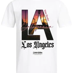Seventyseven Lifestyle Herren T-Shirt Mit LA Letter Print Weiss