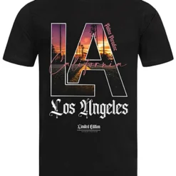 Seventyseven Lifestyle Herren T-Shirt Mit LA Letter Print Schwarz