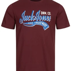 Jack & Jones Jack And Jones Herren T-Shirt Mit Rundhals Und Logo Print Port Royale Rot
