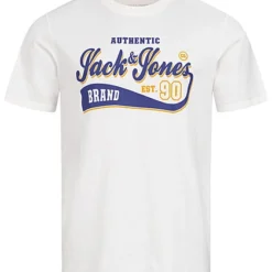 Jack & Jones Jack And Jones Herren T-Shirt Mit Rundhals Und Logo Print Weiss