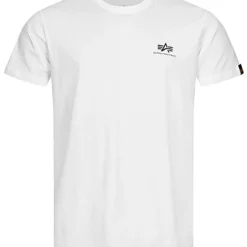 Alpha Industries Herren T-Shirt Mit Logo Backprint Weiss Schwarz