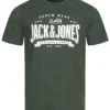 Jack & Jones Jack And Jones Herren Rundhals T-Shirt Mit Logo Print Mountain View Grün Melange