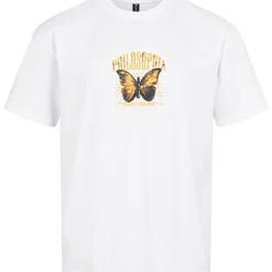 Seventyseven Lifestyle Herren T-Shirt Butterfly Back Print Und Rundhals Weiss